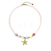 Summer Beach 304 Stainless Steel Pendant Plastic Round Beaded Necklaces for Women WGF027E-01-2