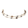 Round Synthetic Non-Magnetic Hematite & Quartz Crystal & Natural Tiger Eye and Glass Twisted Bugle Beaded Necklaces NJEW-JN05726-8