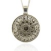 Antique Silver Plated Alloy Rhinestone Big Pendants ALRI-J108-01AS-2