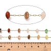 Handmade 304 Stainless Steel Mixed Stone Beads Rondelle Link Chains CHS-B011-09G-3