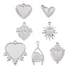 7Pcs 7 Styles 304 Stainless Steel Pendant Cabochon Settings STAS-TA0005-83-3