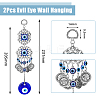 DICOSMETIC 2Pcs Flat Round Glass Turkish Blue Evil Eye Pendant Decoration HJEW-DC0001-09-2