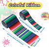 2Rolls 2 Styles Stripe Pattern Printed Polyester Grosgrain Ribbon OCOR-TA0001-37L-10