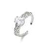 Brass Micro Pave Cubic Zirconia Cuff Open Rings RJEW-C163-25A-P-4