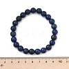 Natural Lapis Lazuli Beaded Stretch Bracelet X-BJEW-F203-06-4