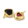 Heart Brass Glass Charms KK-R162-065G-2