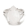 Natural Quartz Crystal Teardrop Adjustable Rings RJEW-K241-03P-11-1