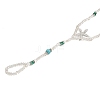 Alloy Crystal Rhinestone Starfish Round Glass Seed Beaded Stretch Toe Ring Anklets for Women AJEW-K052-01-3