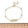 Mother's Day 304 Stainless Steel Cubic Zirconia Word Mom  Link Bracelets BJEW-L721-02G-5