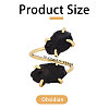1Pc Raw Natural Gemstone Nuggets Beads Alloy Cuff Rings RJEW-PH0001-15C-2