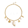 304 Stainless Steel with Natural Shell Starfish Sea Horse Pendant Bib Necklaces for Women FS-WG01E94-02-6