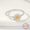 Anti-Tarnish Rhodium Plated 925 Sterling Silver Daisy Flower Finger Ring for Women KN3229-1-2