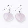 Natural Rose Quartz Dangle Earrings EJEW-E218-05P-1