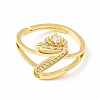 Clear Cubic Zirconia Initial Letter with Crown Adjustable Ring RJEW-M139-17Z-2