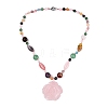 Natural & Synthetic Mixed Stone Flower Pendant Necklaces NJEW-N064-08A-3