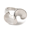 Twist Wave Rack Plating Brass Open Cuff Rings for Women RJEW-G294-07P-2