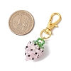 Glass Seed Beaded Strawberry Pendant Decoration HJEW-MZ00160-02-3