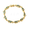 Brass Enamel Turquoise Sea Horse Link Chain Bracelets LS-BJEW-C118-03G-5
