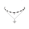 Clear Cubic Zirconia Star Pendant Necklaces Set NJEW-JN04150-4
