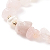 Natural Rose Quartz Chips & Pearl Beaded Slider Bracelet BJEW-JB08334-02-4