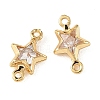 SHEGRACE Brass Pave Cubic Zirconia Star Connector Charms XGRQ2O602-441A-G-2