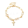 Brass Micro Pave Cubic Zirconia Charm Bracelets BJEW-P342-09G-1