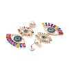 Rhinestone Double Evil Eye Dangle Stud Earrings with Acrylic Pearl Beaded LS-EJEW-J045-03A-KCG-3