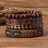 4Pcs 4 Styles PU Imitation Leather Braided Bracelets Sets BJEW-CL0001-13A-3