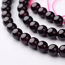 Natural Garnet Round Bead Strands G-N0120-46-6mm