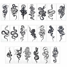 CRASPIRE 20 Sheets 20 Style Cool Body Art Removable Snake Temporary Tattoos Stickers STIC-CP0001-02