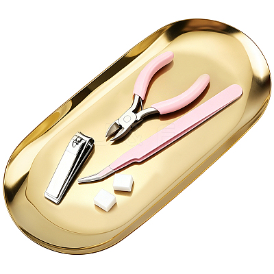 Oval 430 Stainless Steel Jewelry Display Plate STAS-CP0001-08G-1