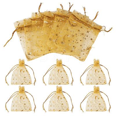 30Pcs Gold Stamping Moon Star Organza Drawstring Gift Bags ABAG-TA0002-21C-1