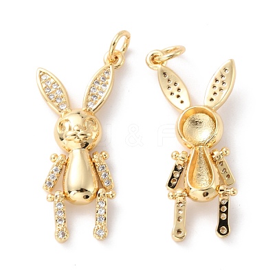 Brass Micro Pave Clear Cubic Zirconia Pendants ZIRC-Z018-22G-1