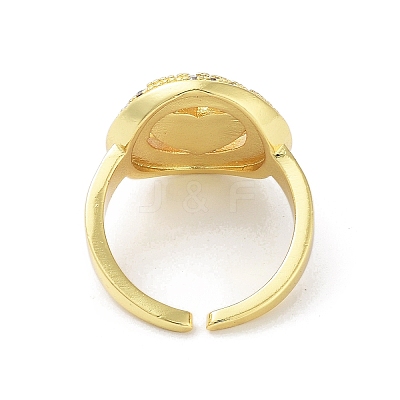 Brass with Cubic Zirconia Open Cuff Rings for Women RJEW-A035-17G-1