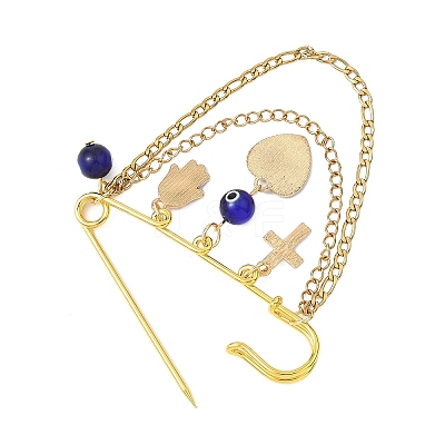 2Pcs Blue Evil Eye Alloy Enamel Charm Kilt Pins JEWB-BR00197-1