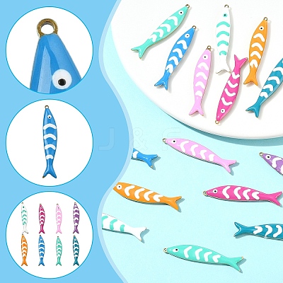16Pcs 8 Colors 201 Stainless Steel Enamel Pendants STAS-YW0003-62-1