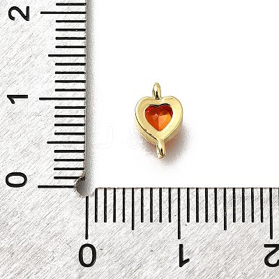 Heart Brass Cubic Zirconia Connector Charms KK-P295-34G-01-1