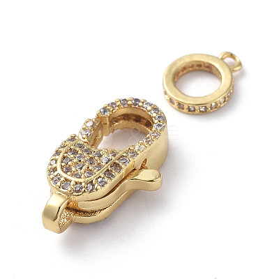 Brass Micro Pave Cubic Zirconia Lobster Claw Clasps ZIRC-G160-24G-1