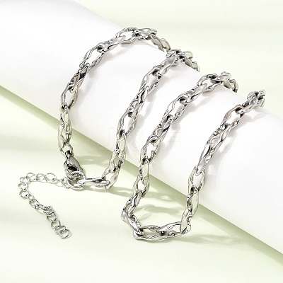 5MM 304 Stainless Steel Twisted Oval Link Chain Necklaces for Man and Women SA-CBAB767-18B-P-1