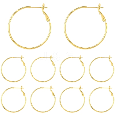 10Pcs Brass Hoop Earrings KK-YW0003-68G-1