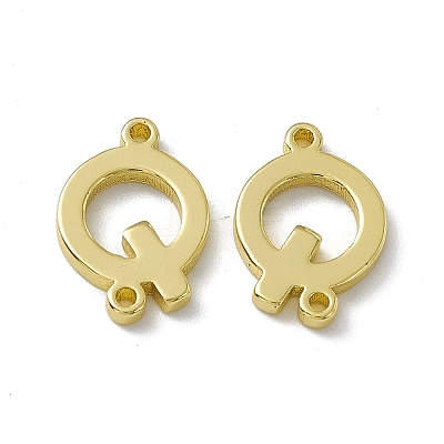 Rack Plating Brass Letter Connector Charms KK-C007-38G-Q-1