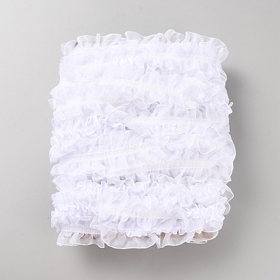10 Yards Polyester Chiffon Pleated Ribbon OCOR-WH0091-63B-1