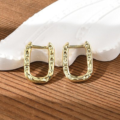 Textured Rectangle Brass Hoop Earrings EJEW-B007-02G-1
