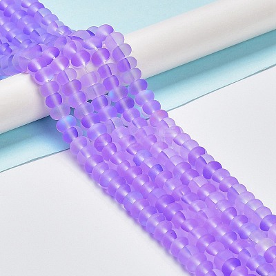 Frosted Transparent Glass Beads Strands FGLA-M002-01D-1
