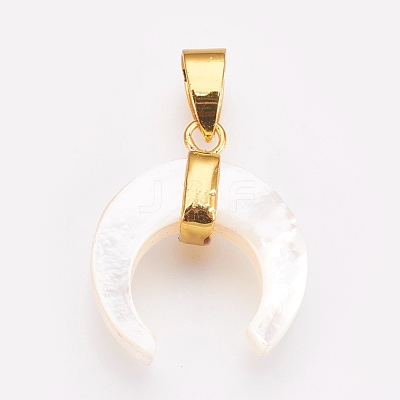 Natural White Shell Mother of Pearl Shell Pendants KK-G346-01A-1