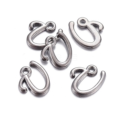 Gunmetal Plated Alloy Letter Pendants LS-PALLOY-J718-01B-U-1