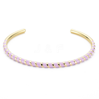 Twisted Brass Enamel Cuff Bangle BJEW-T020-02C-NF-1