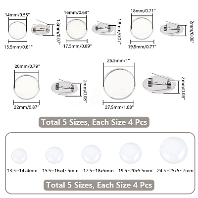 DIY Blank Dome 304 Stainless Steel Brooch Making Kit DIY-UN0056-16-1