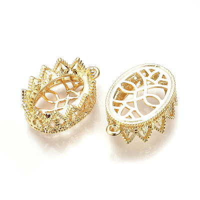 Brass Pendant Cabochon Open Back Settings KK-R058-146G-1