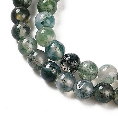 Natural Moss Agate Bead Strands G-J358-01-4mm-1